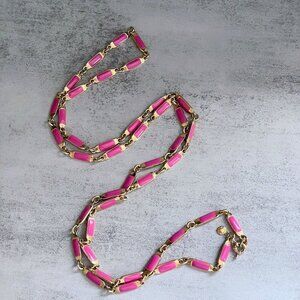 J. Crew Purple Enamel Gold Plated Links Long Layering Necklace 23" Drop